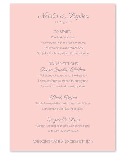 Rose Menu Card Fine Stationery