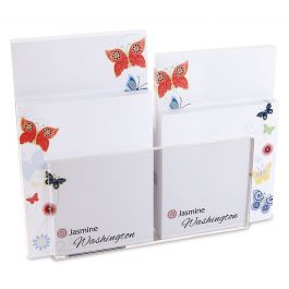 Delicate Butterflies Note Pad Set & Acrylic Holder 