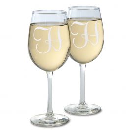 Stemmed Wine Glass with Initial