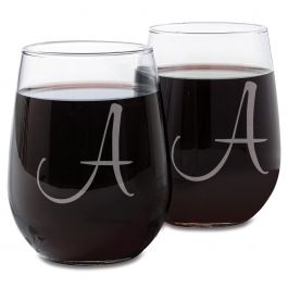 Stemless Wine Glass with Initial