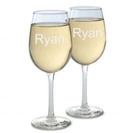 Stemmed Etched Wine Glass with Name