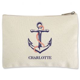 Personalized Anchor Zippered Pouch - Small