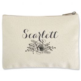 Personalized Floral Name Zippered Pouch - Small