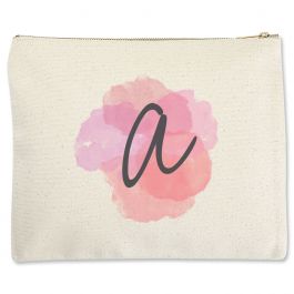 Personalized Watercolor Initial Zippered Pouch - Large