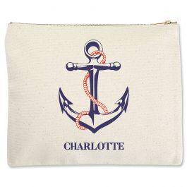 Personalized Anchor Zippered Pouch - Large