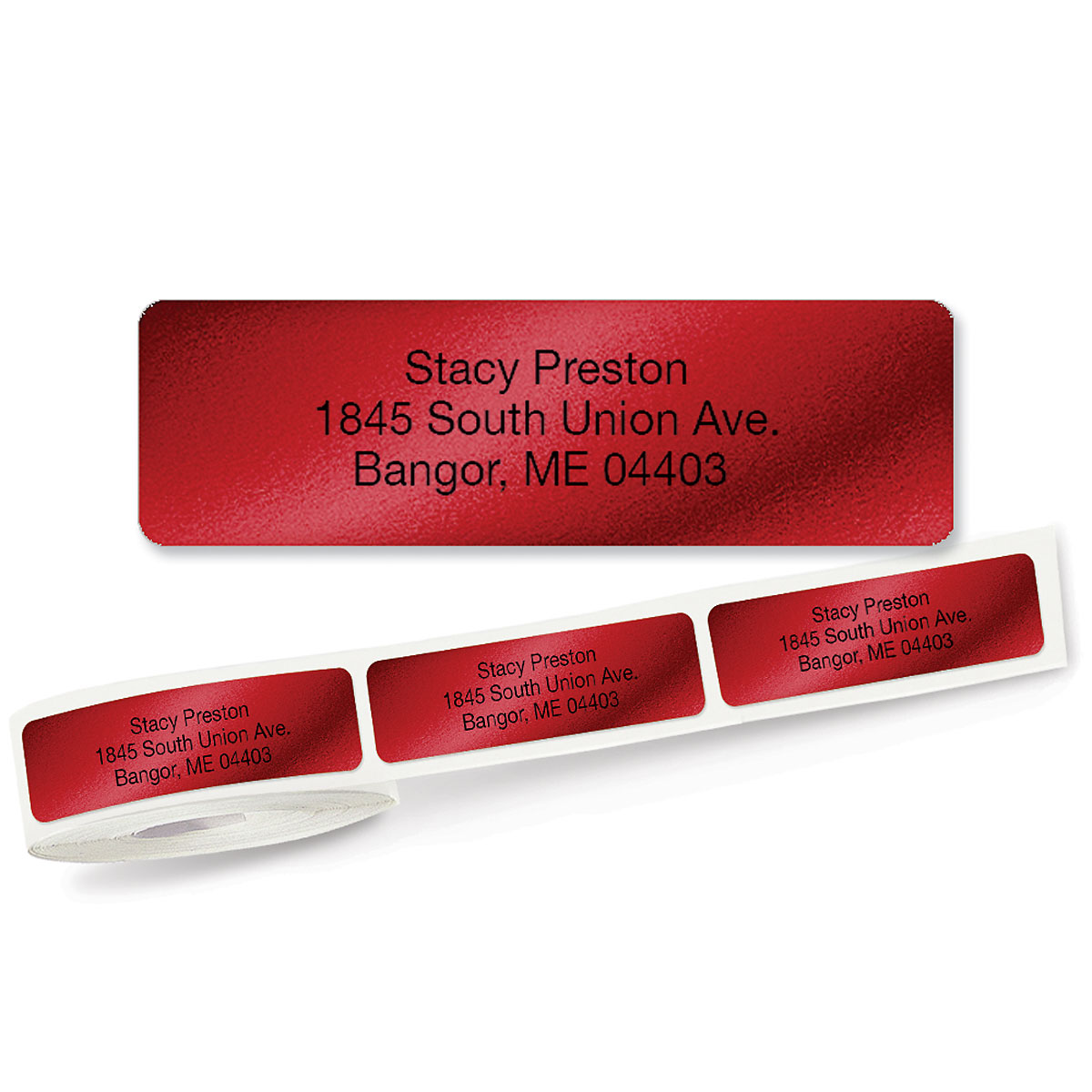 Red Foil Rolled Address Label Fine Stationery