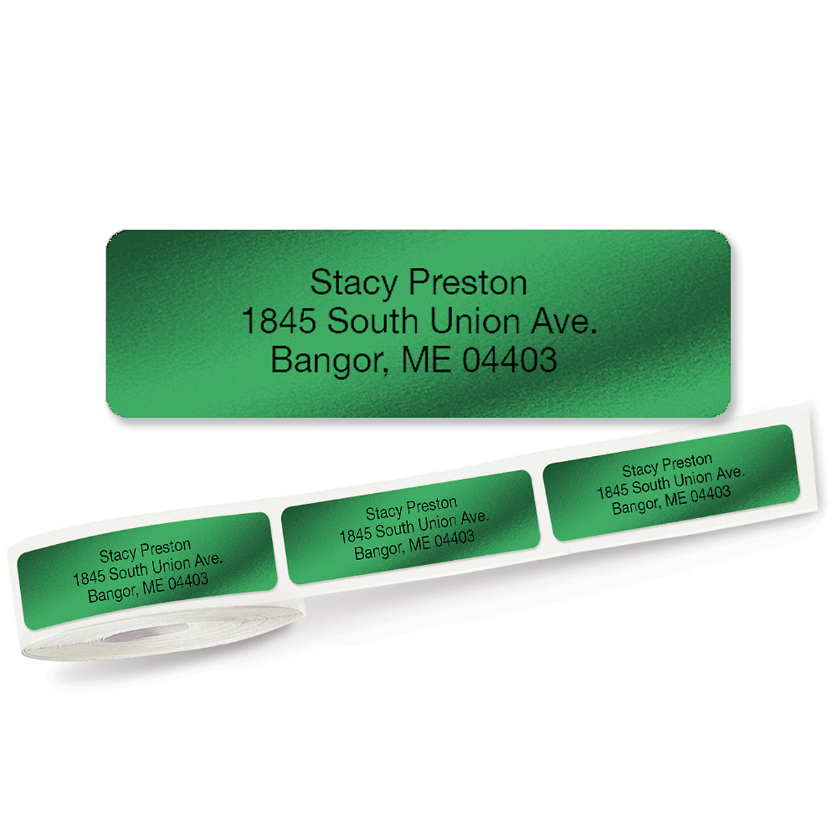 Green Foil Rolled Address Label Roll of 250 Fine Stationery