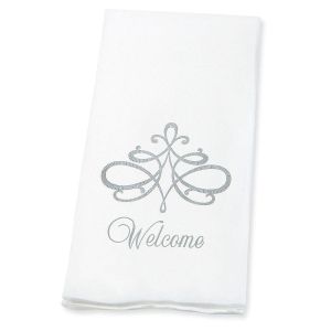 Welcome Silver Scroll Hand Towels