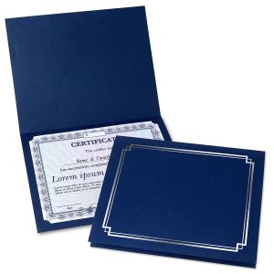 Classic Blue Certificate Folder with Silver Border - Set of 50