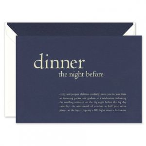Rehearsal Dinner Invitations Wedding Reception Fine Stationery Elation Blue Invitation