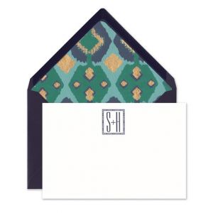 White & Navy Flat Card