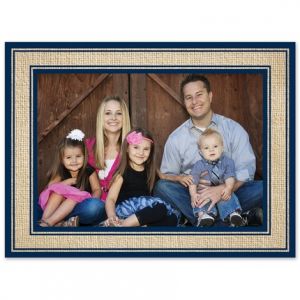 Navy Burlap Photo Card