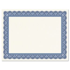 Elite Blue Certificate Paper on White Parchment