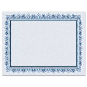 Intricate Blue Certificate Paper on Blue Parchment