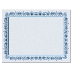 Intricate Blue Certificate on Blue Parchment - Set of 25