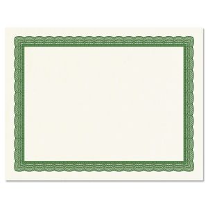 Executive Green Certificate on White Parchment