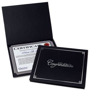 Congratulations Black Certificate Jacket with Silver Border