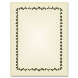 Ecru Holly & Berry Frame Letter Papers