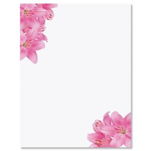 Pink Lilies Letter Papers