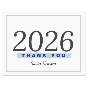 Blue Border Graduation Thank You Note Cards