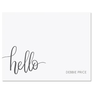 Grey Handwritten Hello Note Cards