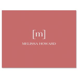 Pink Bracket Monogram Note Cards