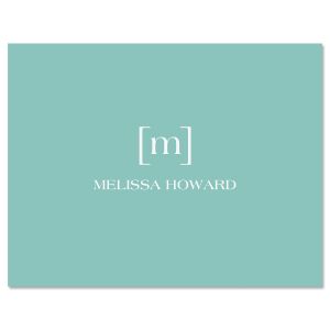 Blue Bracket Monogram Note Cards