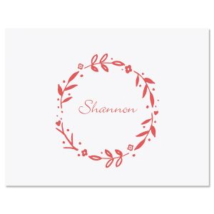 Pink Floral Shield Wreath Note Cards