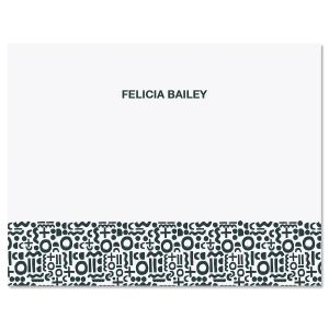 Dark Blue Handdrawn Pattern Note Cards