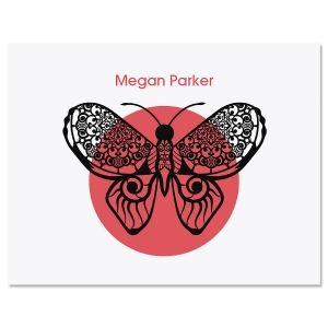 Pink Print Butterfly Note Cards