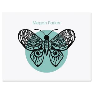 Blue Print Butterfly Note Cards