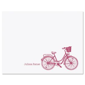 Dark Pink Sketch Bicycle Note Cards