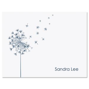 Wispy Dandelion Blue Note Cards