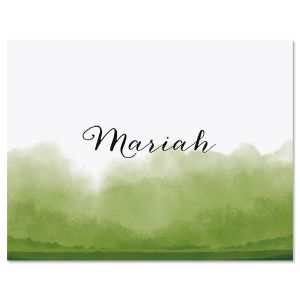 Dipped Watercolor Green Note Cards