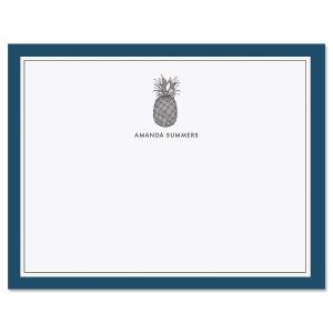 Blue Pineapple Border Note Cards