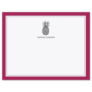 Pink Pineapple Border Note Cards