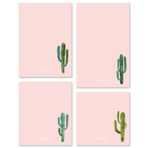 Watercolor Cactus Initial Note Pad Sets