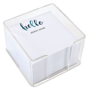 Watercolor Hello Note Sheets in a Cube
