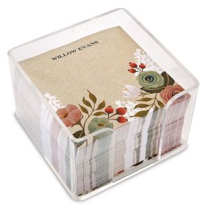 Kraft Floral Note Sheets in a Cube