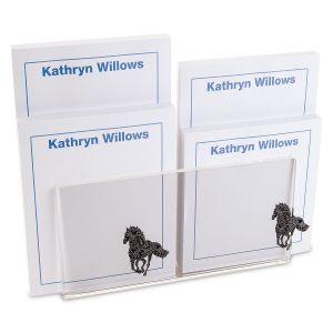 Horse Pattern Note Pad Set & Acrylic Holder 