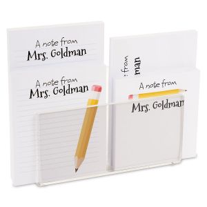 Yellow Pencil Note Pad Set & Acrylic Holder 