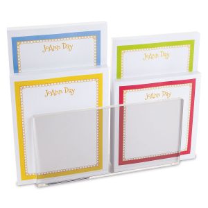 Bright Borders Note Pad Set & Acrylic Holder 