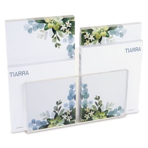 Olive Bloom Note Pad Set & Acrylic Holder 