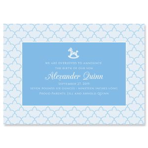 Blue Scalloped Birth Announcement - Heavy Weight Stock