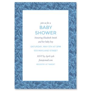Blue Wave Frame Shower Invitation - Heavy Weight Stock