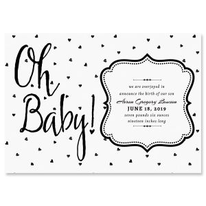 Oh Baby Hearts Birth Announcement - Light Weight Stock