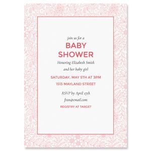Red Floral Frame Shower Invitations 