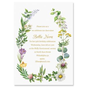 Laural Botanical Invitation - Heavy Weight Stock