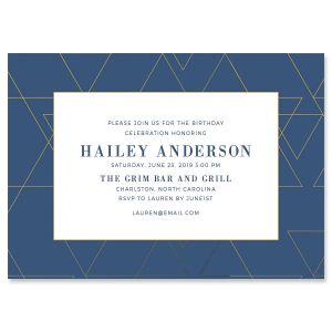Posh Navy Geometric Invitation - Heavy Weight Stock