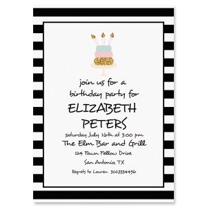Stripes with Cake Invitations